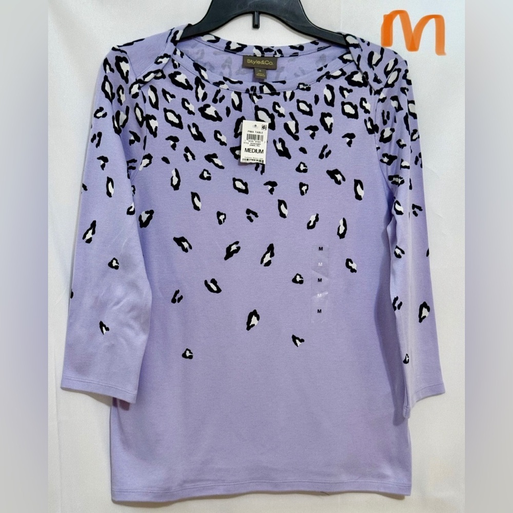 Style & Co Multicolored 3/4 Sleeve Blouse